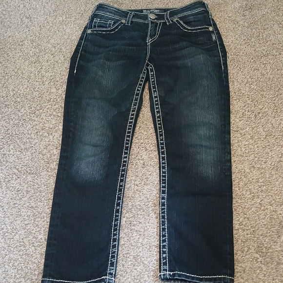 Silver Jeans Mid-Rise Suki Straight Leg Dark Wash Denim Jeans Women's Size 26 - Picture 1 of 5
